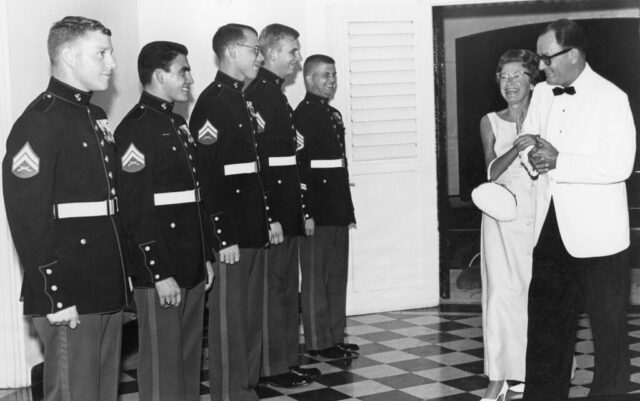 Mary and Amb Crockett, Marine Corps Ball, US Embassy residence, Nov 1968. Credit ARAGON