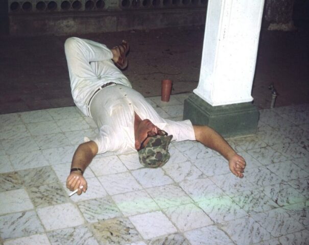 Kennedy on Jack's front porch in San Juan del Sur after a long day on the ranch, 1974. ©KMC