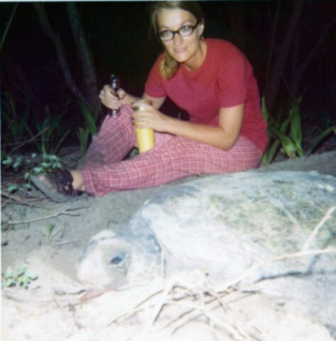 Laura, midnight turtle nesting hunt, Southern Pacific Coast of Nicaragua, July 1972. ©KMC