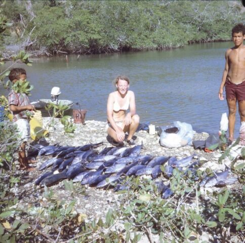 Linda, spearfishing expedition, Playa Escamequita estuary, Nicaragua, 1973. ©KMC