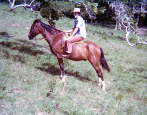 Linda on her horse at the ranch, c 1976. ©KMC