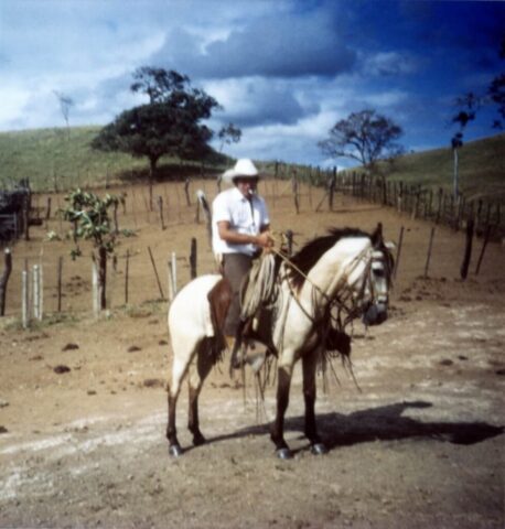 Ranch foreman Domingo Antonio on his horse, c 1974. ©KMC