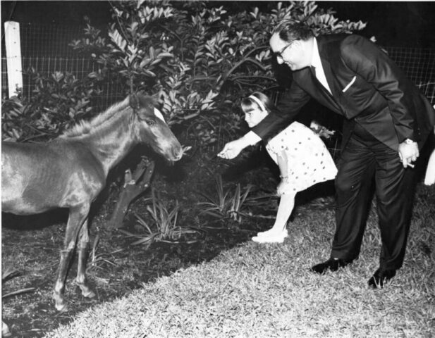 Terry introduces President Somoza to her pony, Peanut, US Embassy residence, 1967. Foto SIP