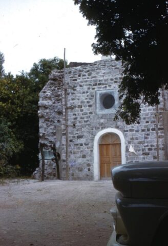 An old stone mission with an arched wooden door, Misión de San José de Comondú, Comondú, Baja California Sur, México, 1961. ©KMC