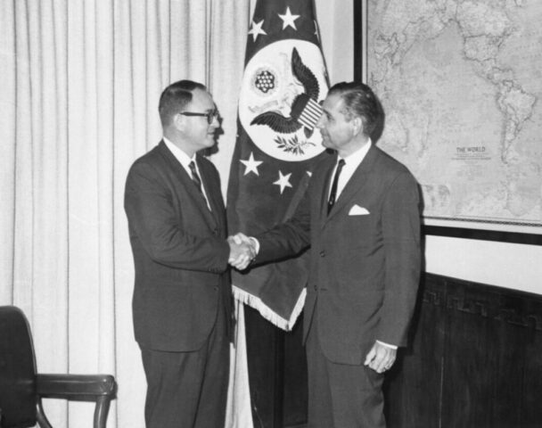 Kennedy M Crockett, Deputy Chief of Mission, and Amb Raymond L Telles Jr, US Embassy, San José, Costa Rica, 1965. ©KMC
