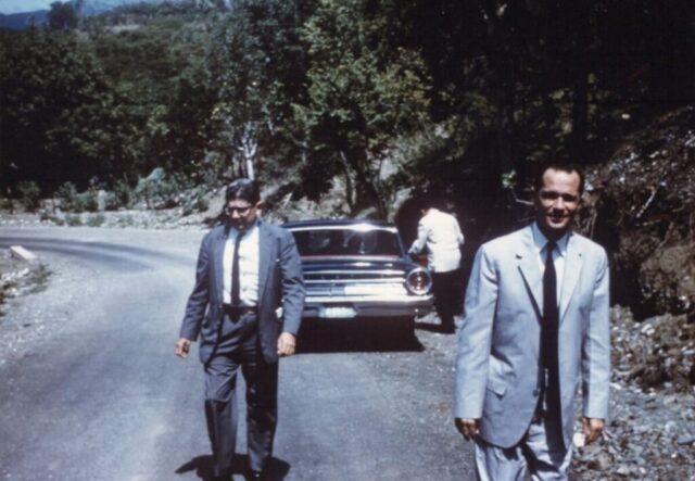 L to R: Dr Francisco ‘Pancho’ Aguirre Baca, Publisher of Diario Las Americas, and Donald Reid Cabral, dominant member of ruling Dominican triumvirate, 1964. ©KMC