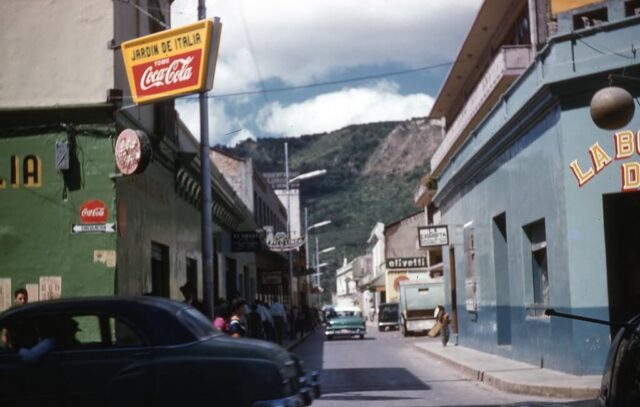 Street view of downtown Tegucigalpa, Honduras, 1958. ©KMC