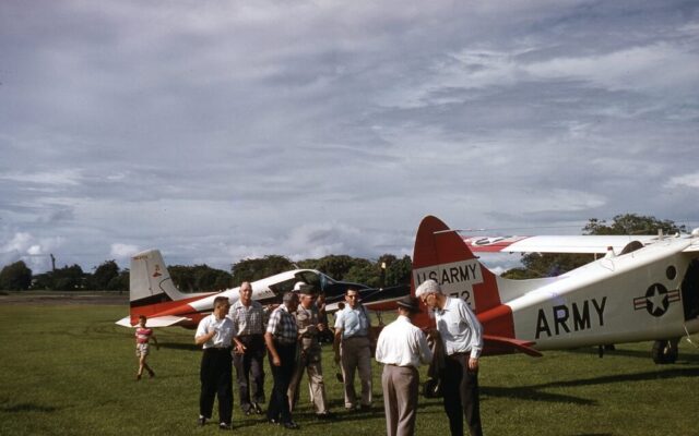 United Fruit Company (now Chiquita) executives meet with Senator Ellender on a golf course in San José, Costa Rica, 1958. ©KMC