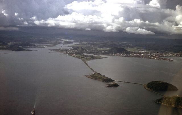 Port of Panama City and mouth of Panama Canal, 1958. ©KMC