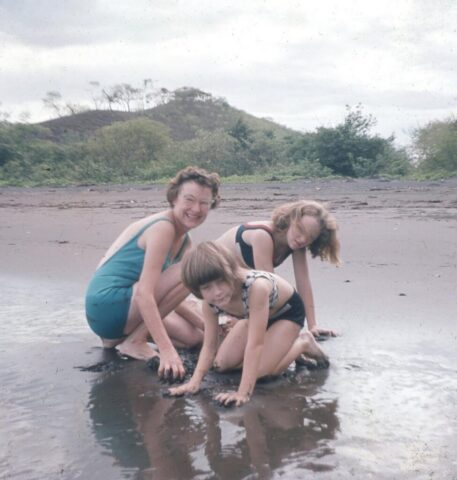 Mary, Terry, and Linda, somewhere on the Pacific Coast of Costa Rica, c 1965-1966. ©KMC