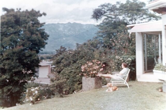 Mary, enjoying mountain view from the backyard in San José, Costa Rica, 1965. ©KMC
